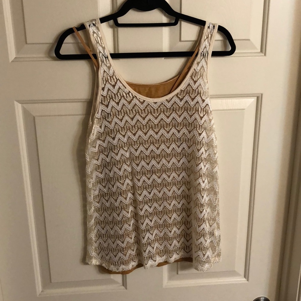 NEW Lace overlay Tank Top with Gold